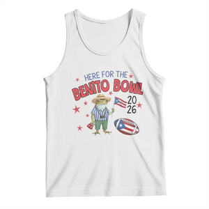 Here for the Benito Bowl 2026 Coquí Frog Tank Top Puerto Rican Funny Football Music Fans TS02 White Print Your Wear