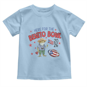 Here for the Benito Bowl 2026 Coquí Frog Toddler T Shirt Puerto Rican Funny Football Music Fans TS02 Light Blue Print Your Wear
