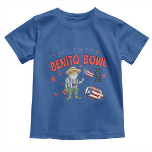 Here for the Benito Bowl 2026 Coquí Frog Toddler T Shirt Puerto Rican Funny Football Music Fans TS02 Royal Blue Print Your Wear