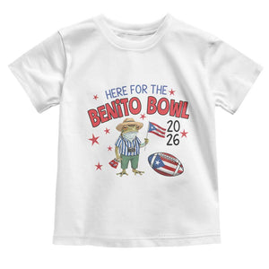 Here for the Benito Bowl 2026 Coquí Frog Toddler T Shirt Puerto Rican Funny Football Music Fans TS02 White Print Your Wear