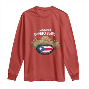 Here for the Benito Bowl Straw Hat Long Sleeve Shirt Puerto Rico Flag Football Music Fans TS02 Red Print Your Wear