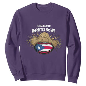 Here for the Benito Bowl Straw Hat Sweatshirt Puerto Rico Flag Football Music Fans TS02 Purple Print Your Wear