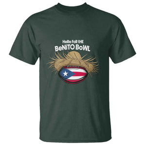 Here for the Benito Bowl Straw Hat T Shirt Puerto Rico Flag Football Music Fans TS02 Dark Forest Green Print Your Wear