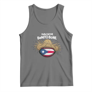 Here for the Benito Bowl Straw Hat Tank Top Puerto Rico Flag Football Music Fans TS02 Black Heather Print Your Wear