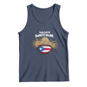 Here for the Benito Bowl Straw Hat Tank Top Puerto Rico Flag Football Music Fans TS02 Navy Print Your Wear