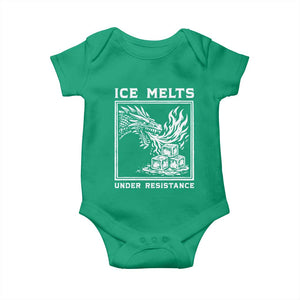 Ice Melts Under Resistance Baby Onesie Against Ice Protest Dragon Graphic with Fire TS02 Irish Green Print Your Wear