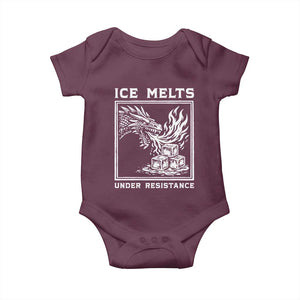 Ice Melts Under Resistance Baby Onesie Against Ice Protest Dragon Graphic with Fire TS02 Maroon Print Your Wear