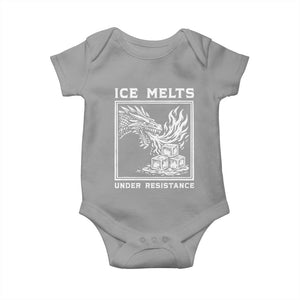 Ice Melts Under Resistance Baby Onesie Against Ice Protest Dragon Graphic with Fire TS02 Sport Gray Print Your Wear