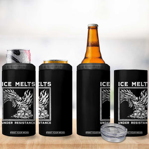 Ice Melts Under Resistance 4 in 1 Can Cooler Tumbler Against Ice Protest Dragon Graphic with Fire TS02 Print Your Wear