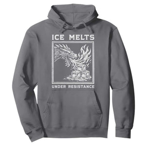 Ice Melts Under Resistance Hoodie Against Ice Protest Dragon Graphic with Fire TS02 Charcoal Print Your Wear