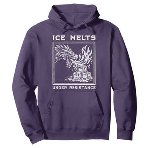 Ice Melts Under Resistance Hoodie Against Ice Protest Dragon Graphic with Fire TS02 Purple Print Your Wear