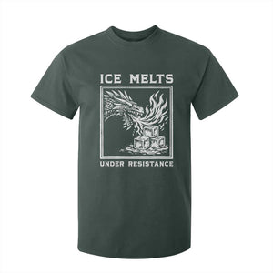 Ice Melts Under Resistance T Shirt For Kid Against Ice Protest Dragon Graphic with Fire TS02 Dark Forest Green Print Your Wear