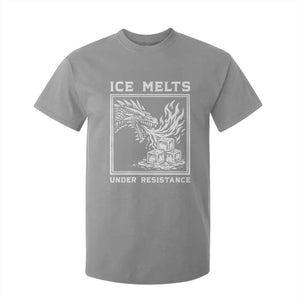 Ice Melts Under Resistance T Shirt For Kid Against Ice Protest Dragon Graphic with Fire TS02 Sport Gray Print Your Wear