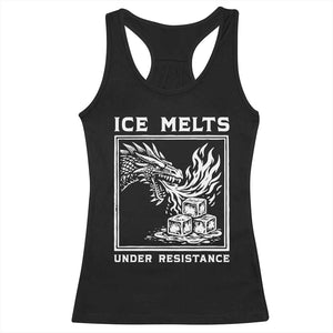 Ice Melts Under Resistance Racerback Tank Top Against Ice Protest Dragon Graphic with Fire TS02 Black Print Your Wear