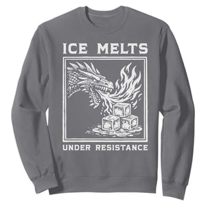 Ice Melts Under Resistance Sweatshirt Against Ice Protest Dragon Graphic with Fire TS02 Charcoal Print Your Wear