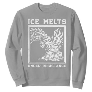 Ice Melts Under Resistance Sweatshirt Against Ice Protest Dragon Graphic with Fire TS02 Sport Gray Print Your Wear