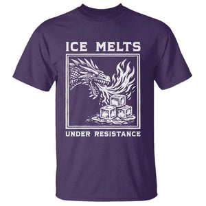Ice Melts Under Resistance T Shirt Against Ice Protest Dragon Graphic with Fire TS02 Purple Print Your Wear