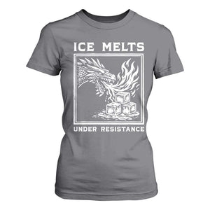 Ice Melts Under Resistance T Shirt For Women Against Ice Protest Dragon Graphic with Fire TS02 Charcoal Print Your Wear