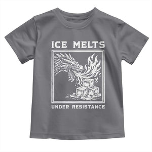 Ice Melts Under Resistance Toddler T Shirt Against Ice Protest Dragon Graphic with Fire TS02 Charcoal Print Your Wear