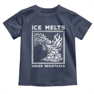Ice Melts Under Resistance Toddler T Shirt Against Ice Protest Dragon Graphic with Fire TS02 Navy Print Your Wear
