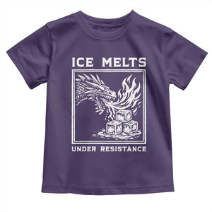 Ice Melts Under Resistance Toddler T Shirt Against Ice Protest Dragon Graphic with Fire TS02 Purple Print Your Wear