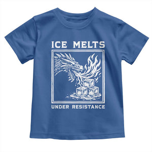 Ice Melts Under Resistance Toddler T Shirt Against Ice Protest Dragon Graphic with Fire TS02 Royal Blue Print Your Wear