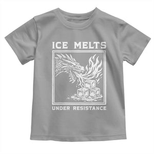 Ice Melts Under Resistance Toddler T Shirt Against Ice Protest Dragon Graphic with Fire TS02 Sport Gray Print Your Wear