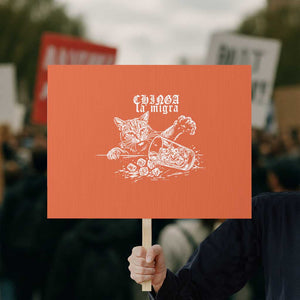 Chinga La Migra Protest Cat Protest Sign Spanish Resistance Against Ice TS02 Horizontal 18" × 24" Orange Print Your Wear