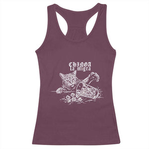 Chinga La Migra Protest Cat Racerback Tank Top Spanish Resistance Against Ice TS02 Maroon Print Your Wear