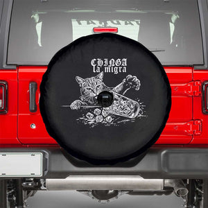 Chinga La Migra Protest Cat Spare Tire Cover Spanish Resistance Against Ice TS02 Black Print Your Wear