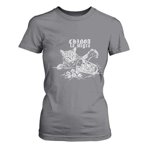 Chinga La Migra Protest Cat T Shirt For Women Spanish Resistance Against Ice TS02 Charcoal Print Your Wear