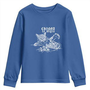Chinga La Migra Protest Cat Youth Sweatshirt Spanish Resistance Against Ice TS02 Royal Blue Print Your Wear