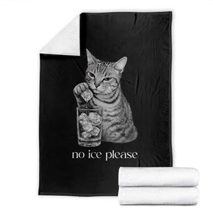 No Ice Please Realistic Angry Cat Graphic Throw Blanket Resistance Against Ice Protest TS02 Black Print Your Wear
