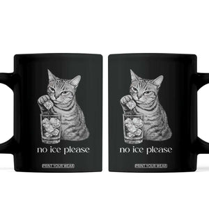 No Ice Please Realistic Angry Cat Graphic Coffee Mug Resistance Against Ice Protest TS02 Black Print Your Wear