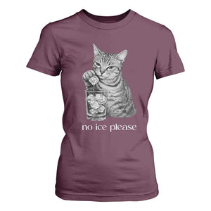 No Ice Please Realistic Angry Cat Graphic T Shirt For Women Resistance Against Ice Protest TS02 Maroon Print Your Wear