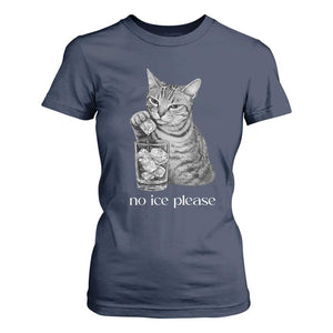 No Ice Please Realistic Angry Cat Graphic T Shirt For Women Resistance Against Ice Protest TS02 Navy Print Your Wear