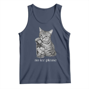 No Ice Please Realistic Angry Cat Graphic Tank Top Resistance Against Ice Protest TS02 Navy Print Your Wear