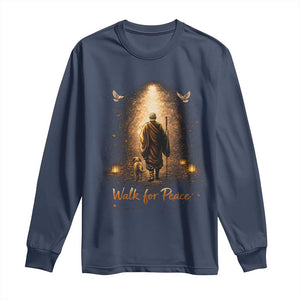 Walk for Peace Lantern Path Long Sleeve Shirt Monk and Aloka the Dog Spiritual Journey TS02 Navy Print Your Wear