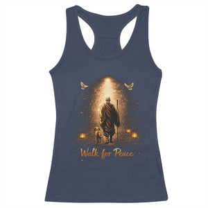 Walk for Peace Lantern Path Racerback Tank Top Monk and Aloka the Dog Spiritual Journey TS02 Navy Print Your Wear