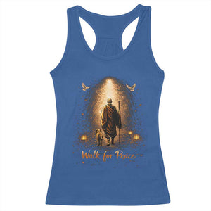 Walk for Peace Lantern Path Racerback Tank Top Monk and Aloka the Dog Spiritual Journey TS02 Royal Blue Print Your Wear