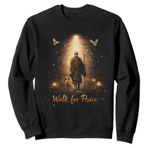 Walk for Peace Lantern Path Sweatshirt Monk and Aloka the Dog Spiritual Journey TS02 Black Print Your Wear