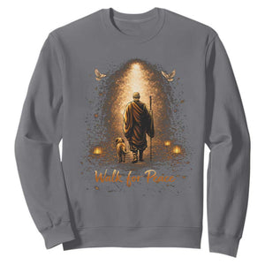 Walk for Peace Lantern Path Sweatshirt Monk and Aloka the Dog Spiritual Journey TS02 Charcoal Print Your Wear
