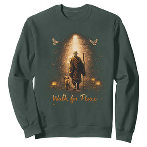 Walk for Peace Lantern Path Sweatshirt Monk and Aloka the Dog Spiritual Journey TS02 Dark Forest Green Print Your Wear