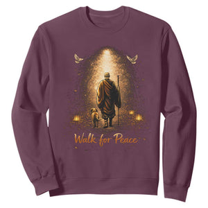 Walk for Peace Lantern Path Sweatshirt Monk and Aloka the Dog Spiritual Journey TS02 Maroon Print Your Wear