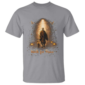 Walk for Peace Lantern Path T Shirt Monk and Aloka the Dog Spiritual Journey TS02 Sport Gray Print Your Wear
