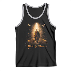 Walk for Peace Lantern Path Tank Top Monk and Aloka the Dog Spiritual Journey TS02 Black Athletic Heather Print Your Wear