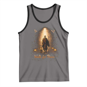 Walk for Peace Lantern Path Tank Top Monk and Aloka the Dog Spiritual Journey TS02 Deep Heather Black Print Your Wear