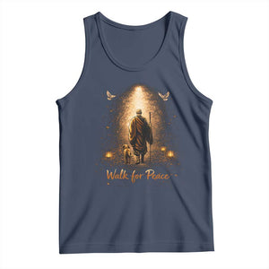 Walk for Peace Lantern Path Tank Top Monk and Aloka the Dog Spiritual Journey TS02 Navy Print Your Wear