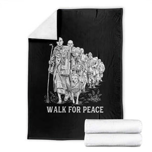 Walk for Peace Walking Monks and Aloka the Dog Throw Blanket Buddhist Mindfulness Spiritual Religious Faith TS02 Black Print Your Wear