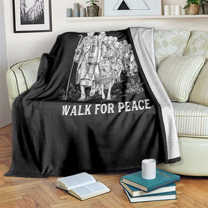 Walk for Peace Walking Monks and Aloka the Dog Throw Blanket Buddhist Mindfulness Spiritual Religious Faith TS02 Print Your Wear
